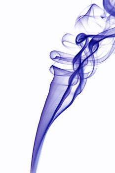 A blue smoke trail on a white background.