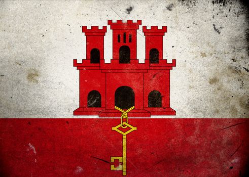 The flag of Gibraltar on old and vintage grunge texture