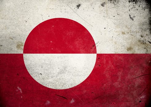 The flag of Greenland on old and vintage grunge texture