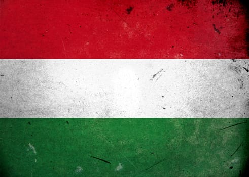 The flag of Hungary on old and vintage grunge texture