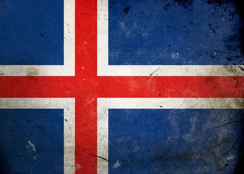 The flag of Iceland on old and vintage grunge texture