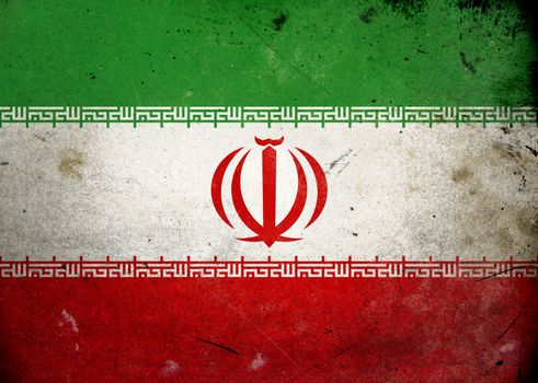 The flag of Iran on old and vintage grunge texture