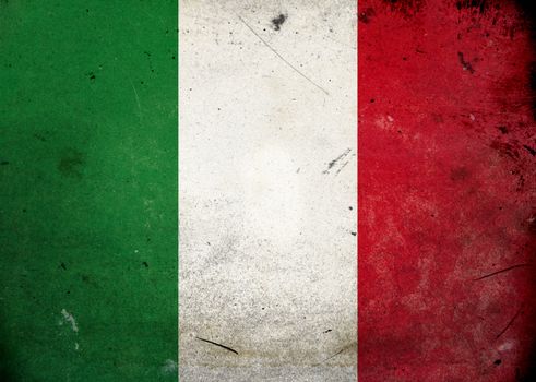 The flag of Italy on old and vintage grunge texture