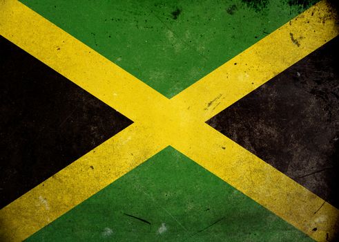 The flag of Jamaica on old and vintage grunge texture