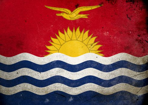 The flag of Kiribati on old and vintage grunge texture