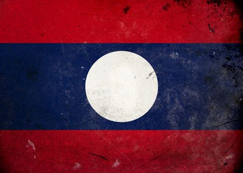 The flag of Laos on old and vintage grunge texture