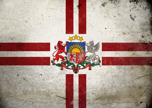 Presidential Flag of Latvia on old and vintage grunge texture