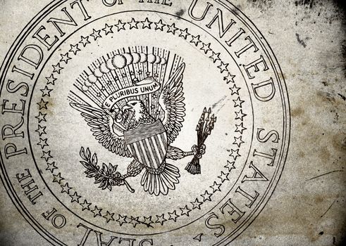 Presidential Seal of the USA on old and vintage grunge texture