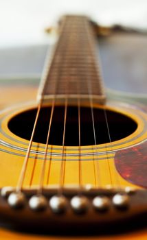 closeup of a guitar