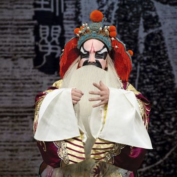 chinese traditional opera actor with theatrical costume