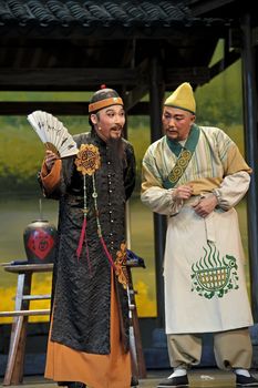 CHENGDU - JUN 7: Chinese Yue opera performer make a show on stage to compete for awards in 25th Chinese Drama Plum Blossom Award competition at Shengge theater.Jun 7, 2011 in Chengdu, China.
Chinese Drama Plum Blossom Award is the highest theatrical award in China.