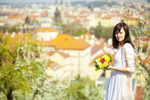 young bride on the nature