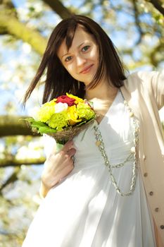 young bride on the nature