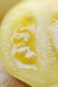 One 'Lemon Tree' tomato sliced.