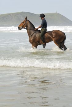 The Kings Troop on holiday exercising on Polzeath beach, Cornwall, UK