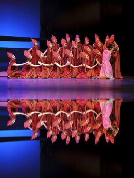 CHENGDU - MAY 25: Chinese Modern Dance Drama Red Army's flower perform on stage at Xinan theater on May 25, 2011 in Chengdu, China.