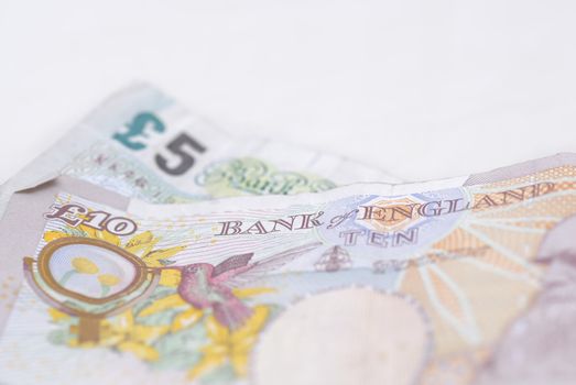 Macro image of English bank notes.