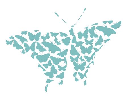 Butterfly silhouettes collection isolated in white background eps8