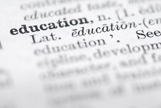 Shallow dof focus on education in English dictionary.