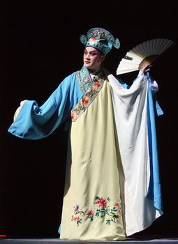 chinese traditional opera actor with theatrical costume