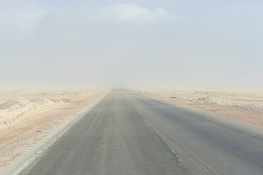 the freeway across the Sahara desert dust