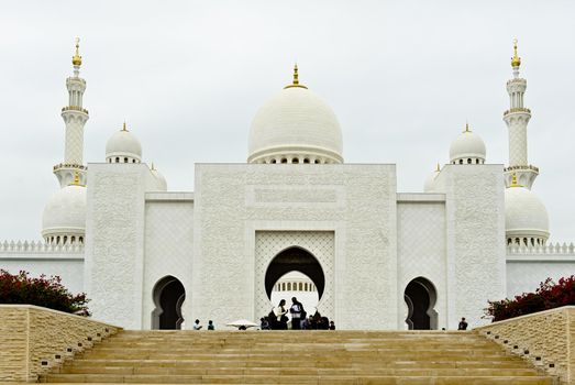 Grand Mosque with white marble in Abu Dhabi