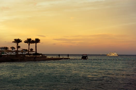 crimson clouds at sunset in red sea