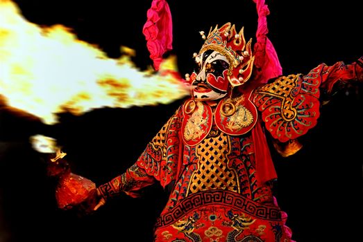 chinese traditional opera actor with theatrical costume