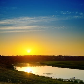 good sunset over river