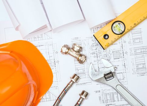 plumbing and drawings are on the desktop, workspace engineer