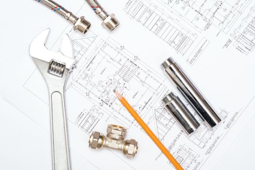 plumbing and drawings are on the desktop, workspace engineer