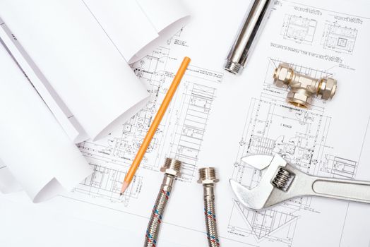 plumbing and drawings are on the desktop, workspace engineer