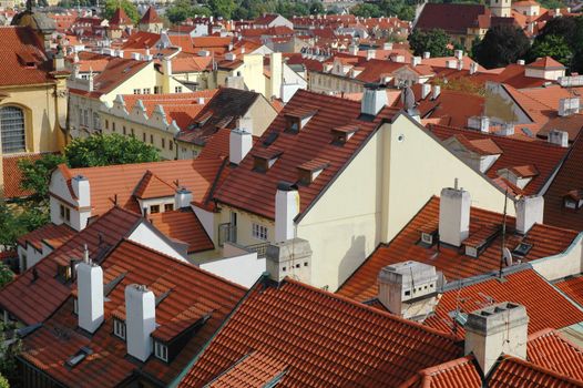 The roofs in Lesser Town, Prague, Czech Republic