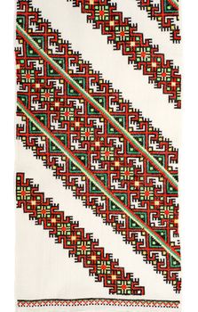 embroidered good by cross-stitch pattern. ukrainian ethnic ornament