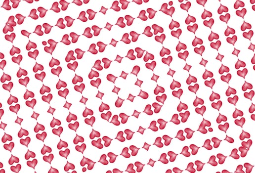 Lots of hearts in a simple pattern background.