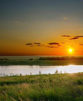 good sunset over river