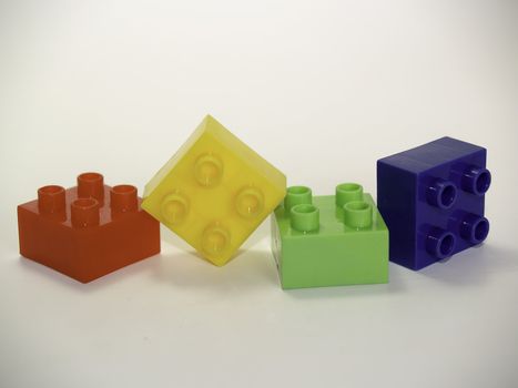 Color lego blocks toy isolated on white.