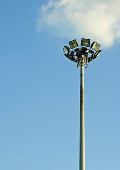 Streetlamp light with blue sky