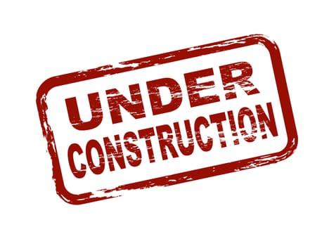 An illustrated red stamp that shows the term under construction. All on white background.