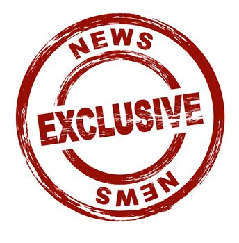 A stylized red stamp that shows the term Exclusive News. All on white background.