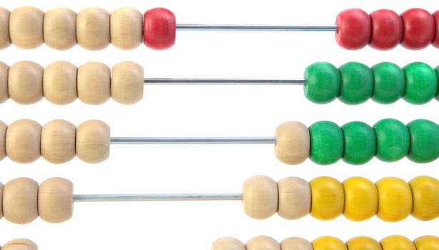 A simple abacus to calculate. All isolated on white background.