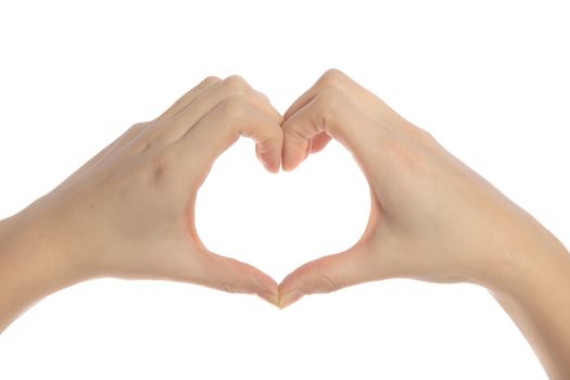 Human hands forming a heart. All isolated on white backgound.