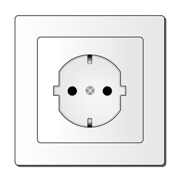 An illustrated electric socket like it is standard in Germany. All isolated on white background.