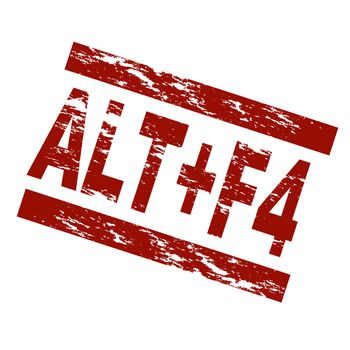 Stylized red stamp showing the term ALT F4. All on white background.