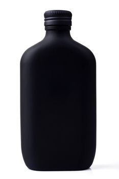 Black perfume bottle isolated on white