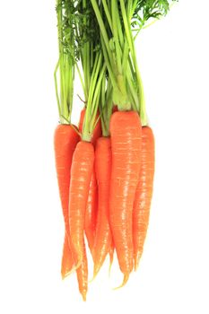Fresh carrots. All on white background.
