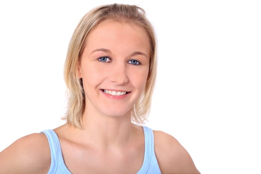 Attractive young scandinavian woman. All on white background.