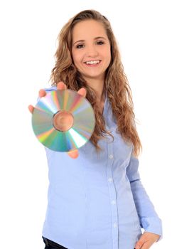 Portrait of an attractive young girl. All on white background.