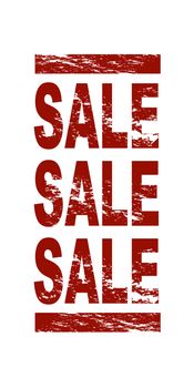 A stylized red stamp showing the term sale sale sale. All on white background.