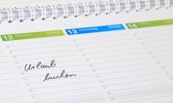 A standard schedule. The german term Urlaub buchen is marked. (english: book a vacation)